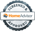 A home advisor seal that says screened and approved.